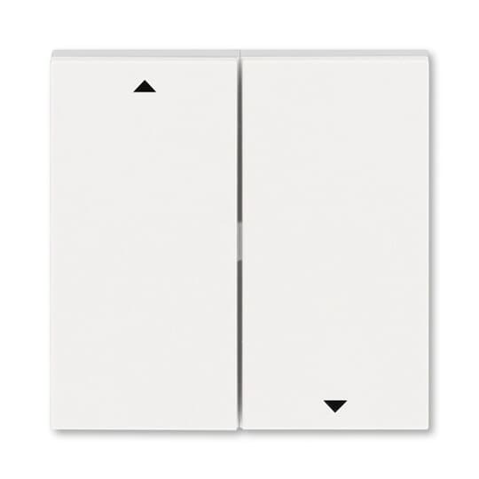 kryt spínače žaluziového kolébkového, dělený, s potiskem; perleťová/ledová bílá, design LEVIT M